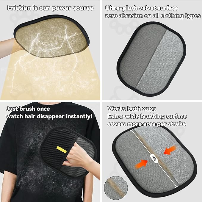 2 Pet Hair Removal Gloves, 2 Flea Combs for Cats and Dog，Reusable Electrostatic Gloves and Long & Short Flea Combs, 4 PCS pet hair removal tools-PawvioPets