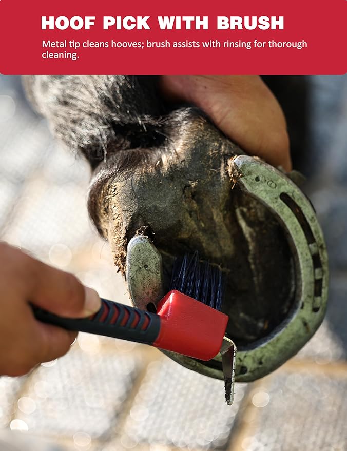 11PCS Horse Grooming Kit Curry Comb Sweat Scraper Horse Bathing Supplies Grooming Tools with Storage Bag Shadowberry-PawvioPets