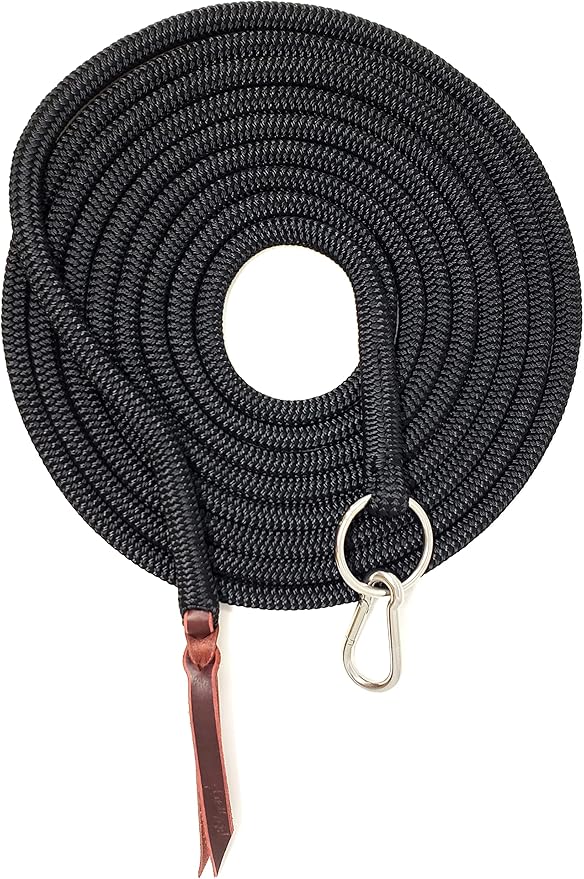 22' Long Line with SS O Ring and Carabiner (Black)-PawvioPets