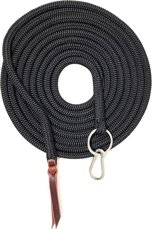 22' Long Line with SS O Ring and Carabiner (Black)-PawvioPets