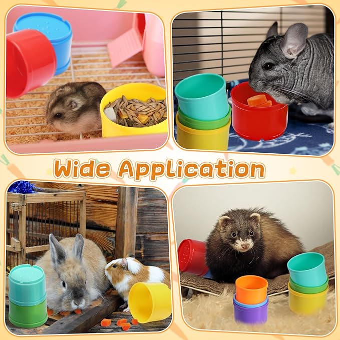 8 Pcs Stacking Cups for Rabbits - Safe Reusable Bunny Toys in Different Sizes, Durable Rainbow Colored Nesting Toys for Small Animals Bunny Hiding Food Playing Bunny Gifts-PawvioPets