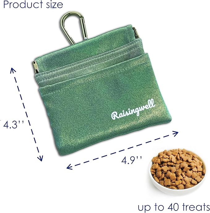 Dog Treat Pouch, Pocket Sized Pet Training Pouch, Hand Free Bronze Dog Walking Bag with Carabiner, Self-Closing Pet Feed Snack Reward, for Puppy Travel or Outdoor Use, NanoPTC-PawvioPets