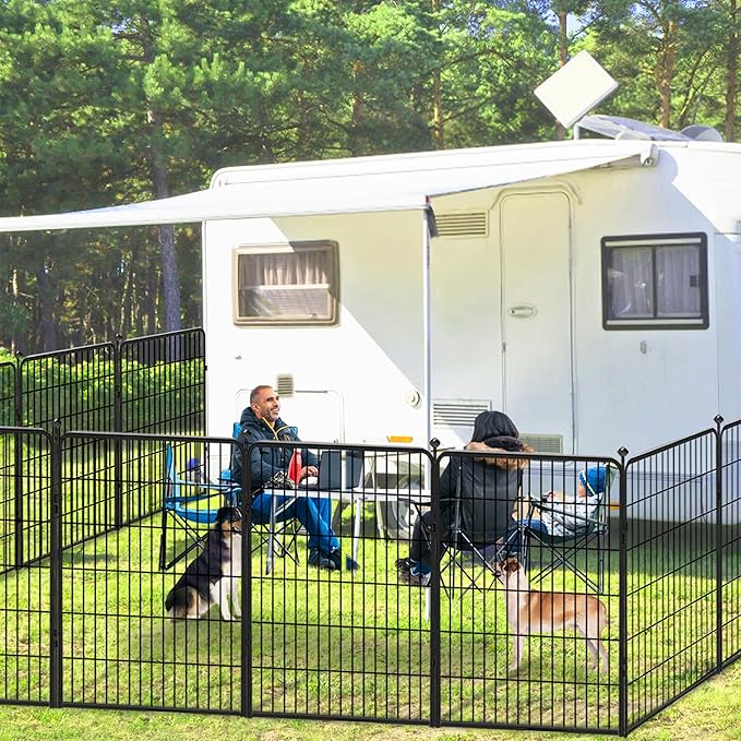 Dog Playpen 40 inch 20 Panels Indoor Outdoor Dog Pen for Large/Medium/Small Dogs Heavy Duty Metal Dog Fence Outdoor for Yard, Puppy Playpen with Door Portable Pet Fence for RV Camping Yard-PawvioPets