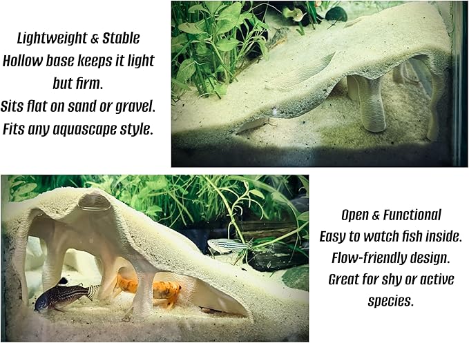 Aquarium & Terrarium Corner Cave – Faux Mangrove Root Hideout for Fish, Shrimp, Geckos, Snakes – Natural-Look Reptile Tank Decor in Textured Root Style (Desert Tan (Sand), 7.5''x7.5''x4'')-PawvioPets