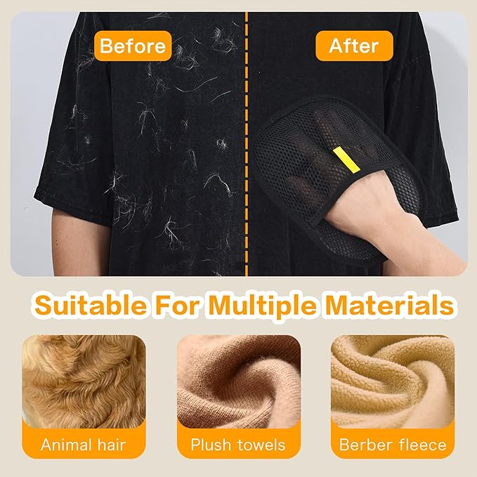 5pc Pet Hair Removal Gloves, Reusable Cats & Dogs Pet Hair Removal Tool,Efficient Pet Hair Removal Electrostatic Gloves is Suitable for Clothes, Sofas, Beds and Carpets-PawvioPets