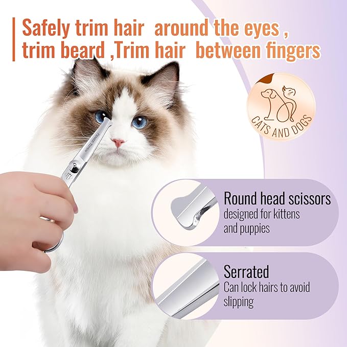Dog Grooming Scissors: 4.75" Pet Straight Shears Made Of Advanced Stainless Steel Alloy for Trimming Dogs Cats and Other Pets Face and Paws-PawvioPets