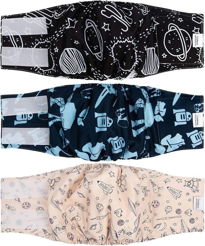 CuteBone Male Washable Dog Diapers Belly Bands 3pcs a Pack DM05L-PawvioPets