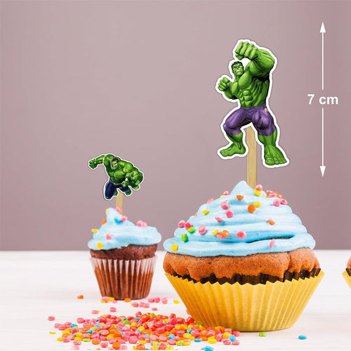 "Hlk Cupcake Topper – Superhero Theme Birthday Party Decoration – Cartoon Character Cupcake Picks for Birthday Party, Boys and Girls Superhero Theme Celebrations, Cake Decoration, and Party Supplies"