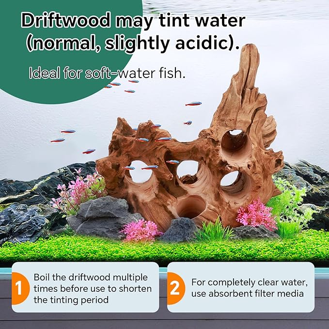 Driftwood for Aquarium Natural Aquarium Wood for Aquascaping Fish Tank Decorations Reptile Tank Decor (Porous Natural Driftwood 10-16“)-PawvioPets