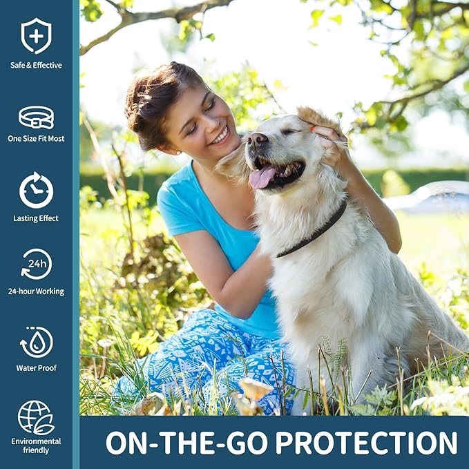 Flea and Tick Collar for Dogs 4 Pack, 32 Months Prevention, Waterproof, Adjustable for Small Medium Large Dogs Puppies (Black)-PawvioPets