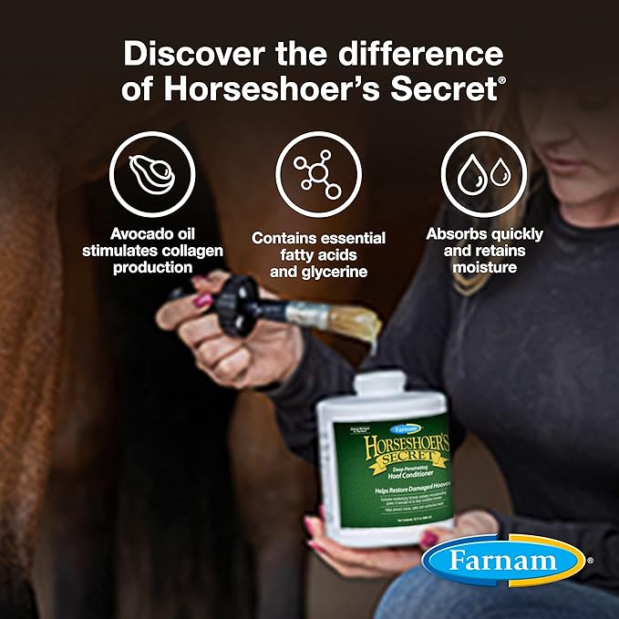 Farnam Horseshoer's Secret Deep-Penetrating Hoof Oil for Horses, Conditions Dry Hooves and Prevents Cracks, Splits and Contracted Heels, Contains Avocado Oil, 32 Oz.-PawvioPets
