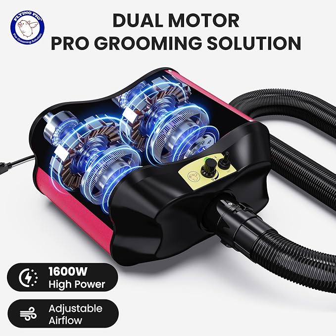 Flying Pig Double Motor High Performance Dog Pet Grooming Dryer -Magenta-PawvioPets