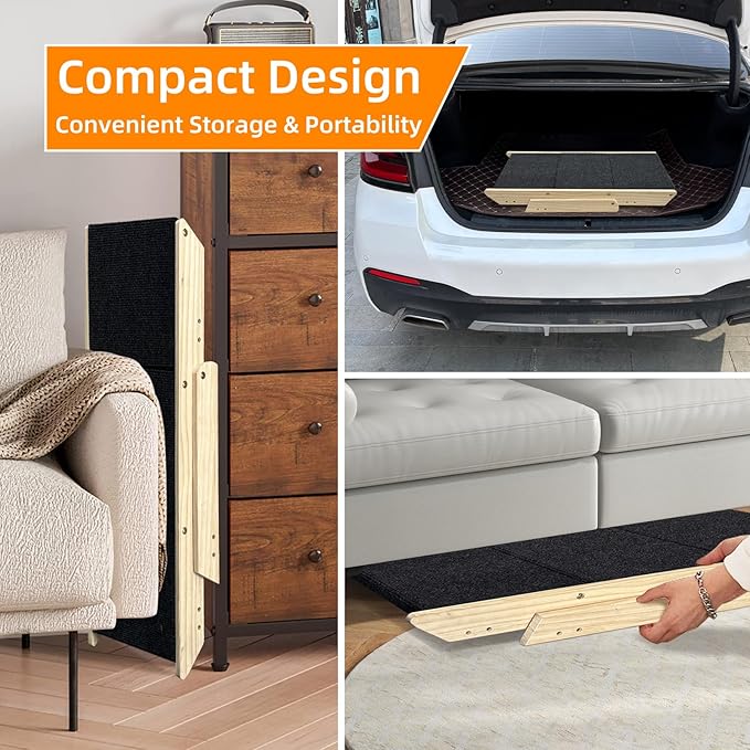 Dog Stairs/Ramp for Bed, Wooden Convertible Pet Steps, Portable Dog Ladder Up to 180 Pound for Elderly/Short-Legged Dogs, 3 Steps for Beds, Couch, Cars-PawvioPets