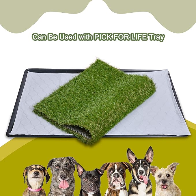 Dog Grass Large Potty Patch, Artificial Dog Grass Bathroom Turf for Pet Training, Washable Puppy Pee Pad, Perfect Indoor/Outdoor Portable Potty Pet Loo (Replacement Grass for 41"X26.8" Tray)-PawvioPets