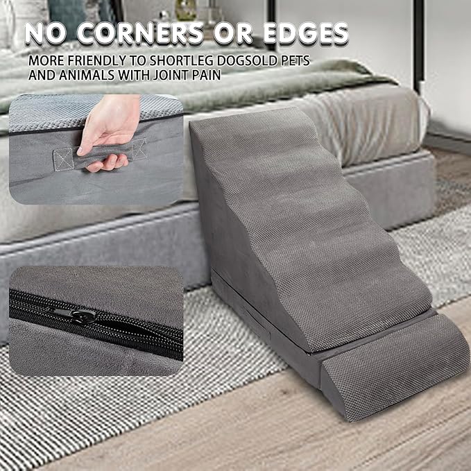 Dog Stairs & Steps for High Beds 30 Inches Tall, LitaiL 6 Steps Pet Stairs/Steps for Beds 24-30inch High for Small Large Dogs, Non-Slip Dog Ramps/Ladder for Old Dogs/Cats-PawvioPets