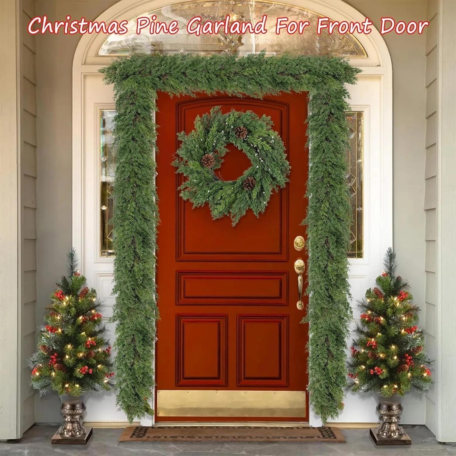 6FT Artificial Christmas Cedar Garland, Realistic Greenery Garlands Soft and Thick Cedar Pine Garland for Mantle Table Fireplace Door Stairs Holiday Christmas Decoration Outdoor Indoor(1pcs)