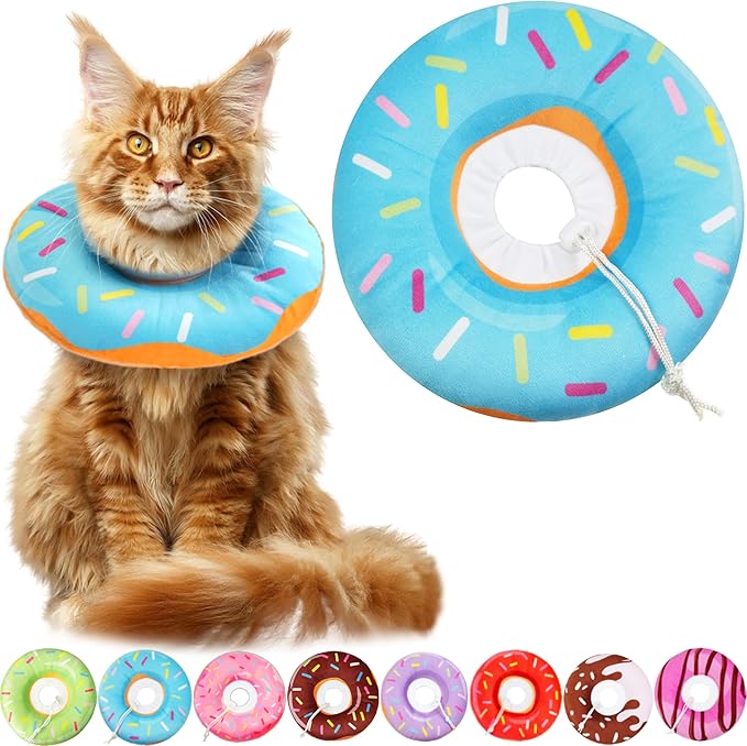 Cat Cone Collar Soft, Cat Recovery Collar for Wound Healing Cute Cat Adjustable Cat Cones to Stop Licking Comfortable Lightweight Neck Elizabethan Collars for Cats Purple-PawvioPets