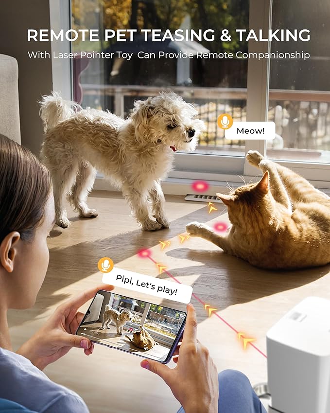 Automatic Cat Feeder with Camera, 7L Timed Dog Feeders, Adjustable Camera, 1080P HD Night Vision, Automatic Dog Feeder, 5G WiFi Cat Food Dispenser with 2-Way Audio, Low Food & Motion Alerts-PawvioPets