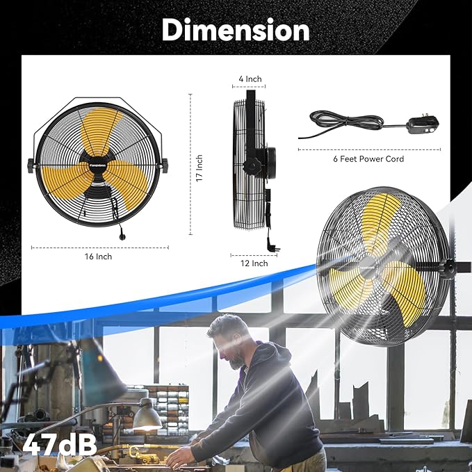 2PCS 2600 CFM 14 inch Outdoor High Velocity Wall Mounted Fan, 3-Speed Metal Fans with IP44 Enclosure Motor, Industrial Grade Weatherproof Wall Fan for Patio, Greenhouse, Garage, and Gazebo-PawvioPets