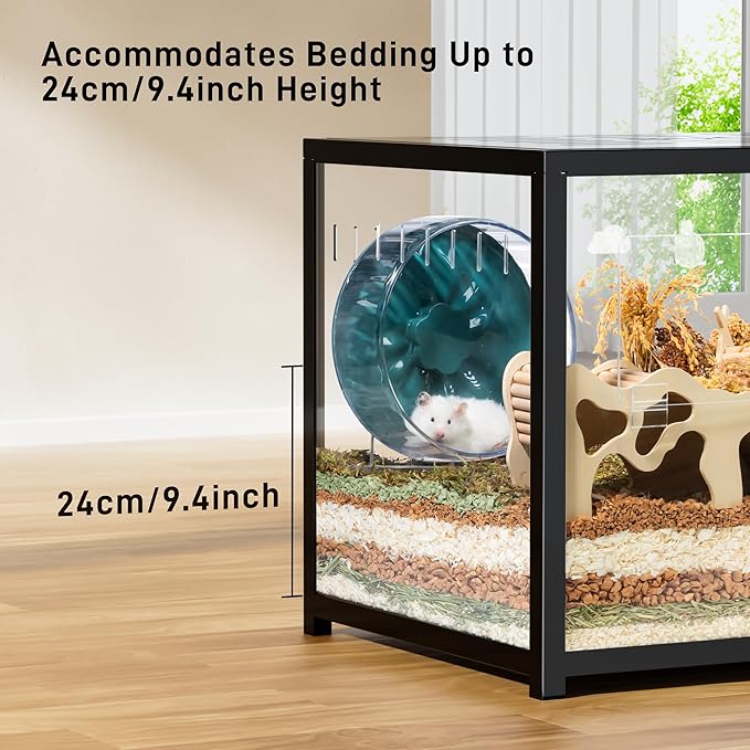 BUCATSTATE Hamster Cage Metal 2.0 - Small Animal Habitats Large Stackable with Top Access Easy Assemble 39.3L*19.7W*20.6H Inches Dwarf Syrian Hamster House for Guinea Pig, Gerbil (774sq inch Black)-PawvioPets