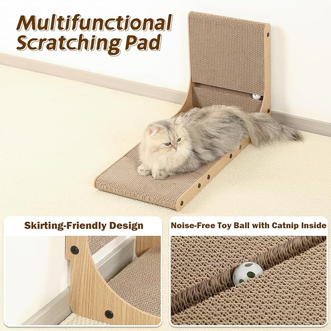 2-Pack Cat Scratching Board, 25.6'' Tall Cardboard L Shape Vertical Cat Scratchers for Indoor Cats, Cat Scratching Post for Wall and Couch, Large-PawvioPets