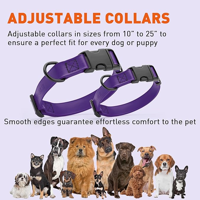 Dogline Biothane Waterproof Dog Collar with Quick Release Buckle Strong Coated Nylon Webbing with Odor- Proof for Easy Care Easy to Clean Fits Small Medium Large Dogs, Purple 5/8" W 9-14" L-PawvioPets