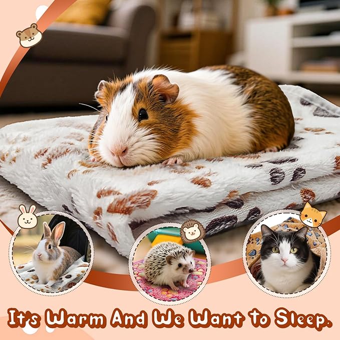3 Pcs Washable Guinea Pig Blankets Absorbent Small Animal Fleece Bedding Cage Liners Reusable Pet Pee Pad Sleep Mat Pad Cover for Hamster Ferret Rabbit Chinchilla Hedgehog (Multi, Muitisize)-PawvioPets