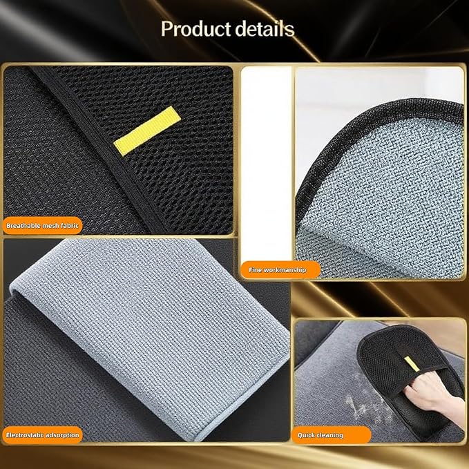 2Pcs Pet Hair Removal Gloves for Dogs and Cats, 2025 Upgraded Electrostatic Magic Hair Remover Glove,Reusable for Couch, Car Seat, Clothing, Carpet, Furniture & Bed Sheets(Black)-PawvioPets