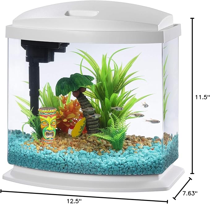 Aqueon LED MiniBow Aquarium Kit with SmartClean Technology, White, 2.5 Gallon-PawvioPets