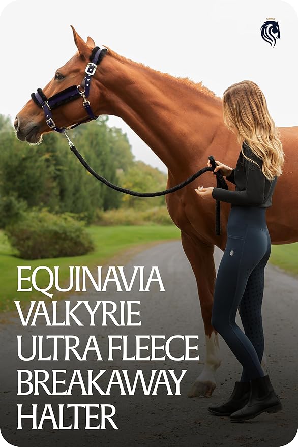 Equinavia Valkyrie Soft Ultra Fleece Padded Adjustable Breakaway Horse Halter - Navy/Navy - Cob-PawvioPets