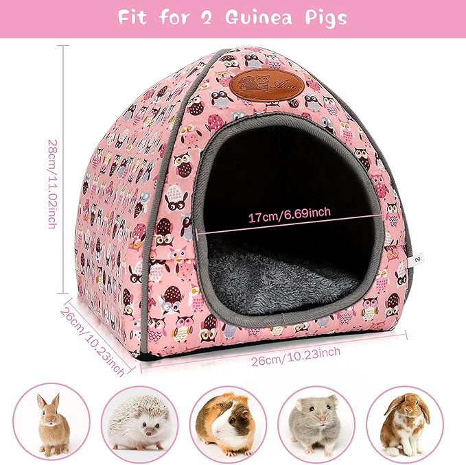 BWOGUE Guinea Pig House Bed Cozy Hamster Cave Large Hideout for Dwarf Rabbits Hedgehog Bearded Dragon Winter Nest Hamster Cage Accessories-PawvioPets
