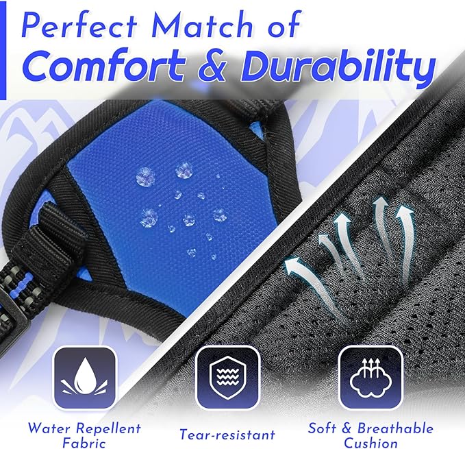 Eagloo Small Dog Harness No Pull, Service Vest with Reflective Strips and Control Handle, Adjustable and Comfortable for Easy Walking, No Choke Pet Harness with 2 Metal Rings, Blue, XS-PawvioPets