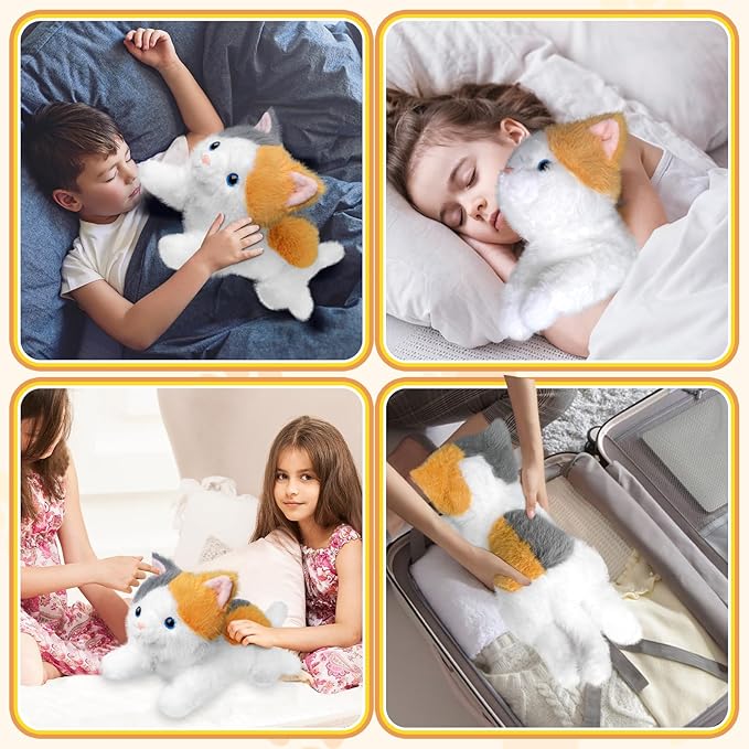 19 inch 3 lbs Cat Weighted Stuffed Animals, Realistic Weighted Cat Stuffed Animal, Sensory Comfort Plush Throw Pillow, Soft Kawaii Kitty Plush Toy Gift for Adults Kids Youth-PawvioPets