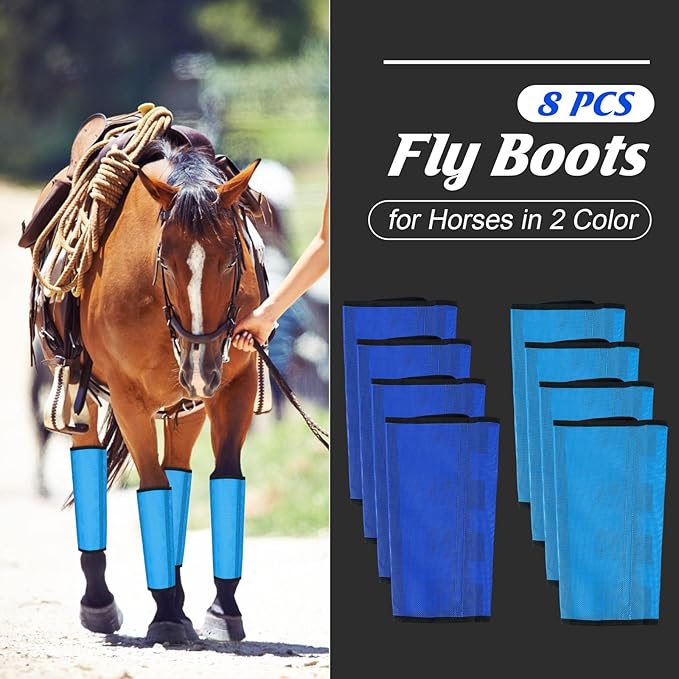 8 Pcs Mesh Fly Boots for Horse Breathable Mesh Horse Boots Protective Horse Leg Wraps Horse Leggings for Preventing Flies and Mosquitoes Bites (Light Pink, Dark Pink)-PawvioPets