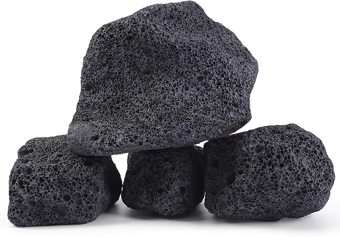 2-6 Inches Large Natural Black Lava Rock 4 PCS Aquarium Rocks for Aquascaping, Aquarium Landscaping, Terrariums, Fish Tank Decoration, Vivariums, Paludarium, Reptile and Amphibian Enclosures-PawvioPets