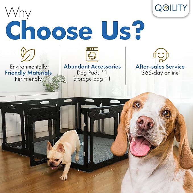 Clear Dog Playpen Indoor, Effectively Relieves Pet Anxiety, Suitable for Most Dogs, Black-PawvioPets