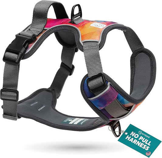 Embark Adventure Dog Harness, Reflective Trim No Pull Dog Harness for Large Dogs - Military Grade Nylon, Front Clip with Gel Lined Handle. Soft & Padded Puppy-PawvioPets