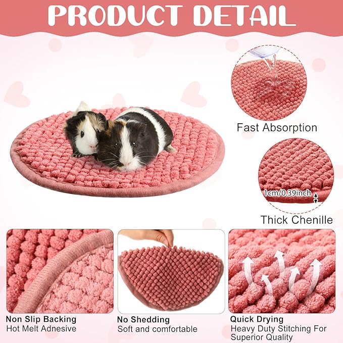 Amylove 4 Pcs Guinea Pig Cage Liner Guinea Pig Bedding Washable Fleece Pee Pads Reusable Small Animals Training Mat Small Animal Sleeping Bed for Bunny Hamster(Mixed Colors,Diameter 7.8 Inch)-PawvioPets
