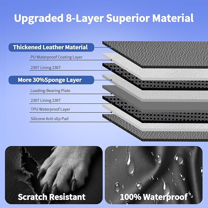 Back Seat Cover for Dogs,Upgraded PU Leather Dog Car Cover for Back Seat with Hard Bottom Holds 400lbs,Waterproof Seat Protector Dog Hammock for Car, Universal Fits SUV Small Truck-PawvioPets