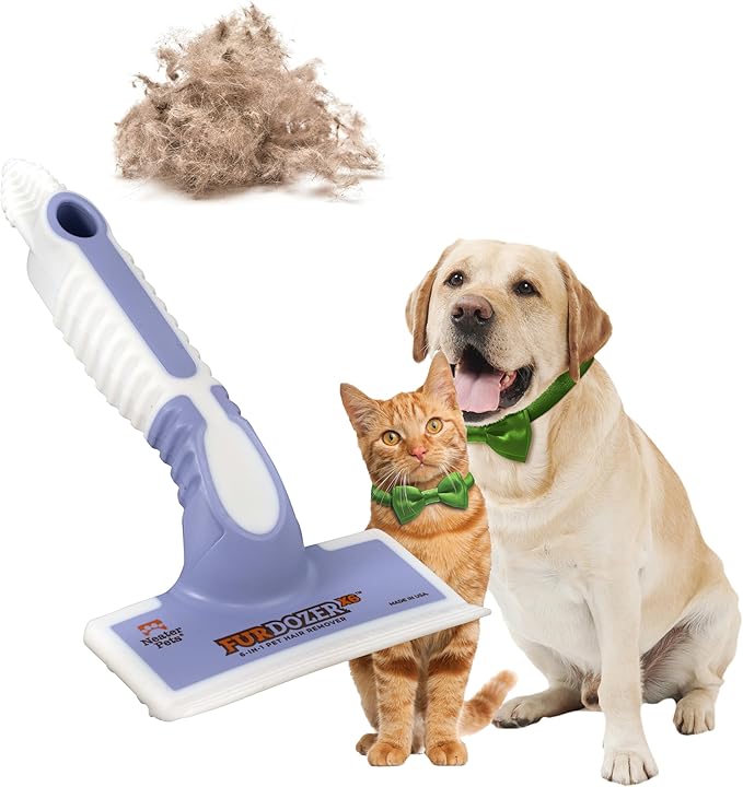 FurDozer X6 Pet Hair Remover & Auto Detailing Tool - Cat & Dog Hair Remover for Carpets, Car Interiors, Couches, Bedding, & Furniture - Reusable Pet Hair Removal Tool for Cat & Dog Fur & Lint, Purple-PawvioPets