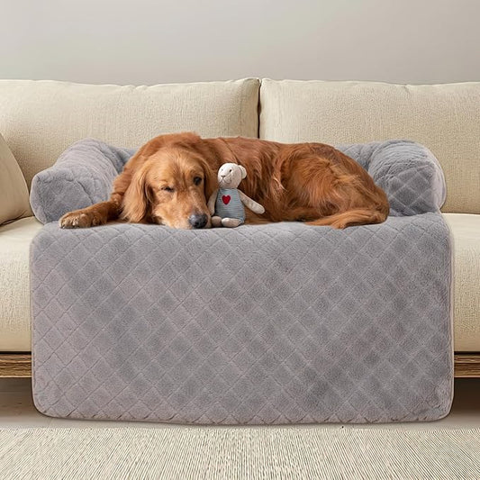 Calming Dog Couch Bed for Large Dogs, Durable Fluffy Fuzzy Dog Mat, Sofa Dog Bed Mats with Removable Washable Cover, Perfect for Small, Medium Dogs and Cats-PawvioPets