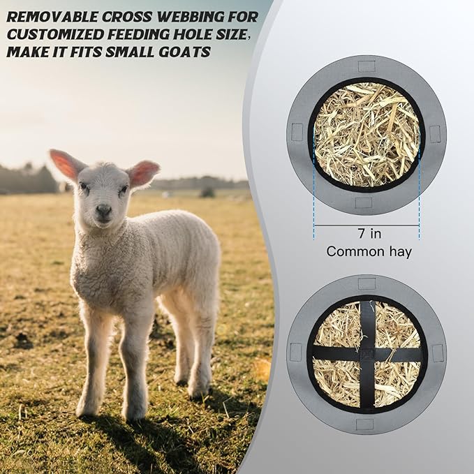3 PCS Goat Hay Feeder,Hay Bags for Horses,Goats,Donkeys with Reinforced Oxford Fabric and High Strength Metal Clasp,Horse Feeding Supplies with Adjustable Strap for Easy Hanging (2Grey+1Black)-PawvioPets
