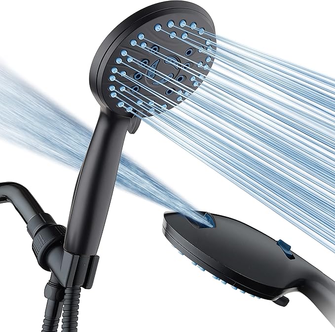 AquaCare High Pressure 8-mode Handheld Shower Head - Anti-clog Nozzles, Built-in Power Wash to Clean Tub, Tile & Pets, Extra Long 6 ft. Stainless Steel Hose, Wall & Overhead Brackets-PawvioPets