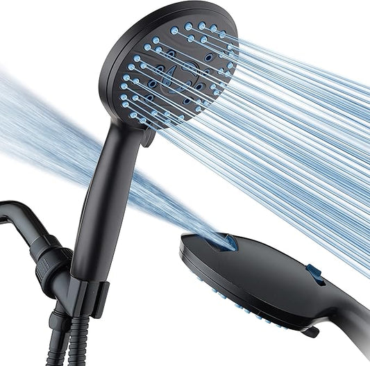 AquaCare High Pressure 8-mode Handheld Shower Head - Anti-clog Nozzles, Built-in Power Wash to Clean Tub, Tile & Pets, Extra Long 6 ft. Stainless Steel Hose, Wall & Overhead Brackets-PawvioPets