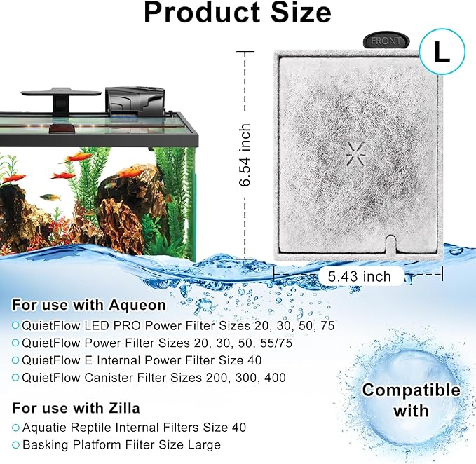 16 Pack Large Filter Cartridges Compatible with Aqueon QuietFlow Filter LED PRO Size 20,30,50,75/Power Filter Size 20,30,50,55/75, E Internal Size 40 Canister Filter-PawvioPets