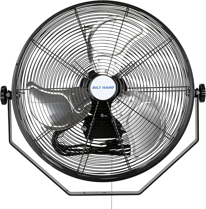 BILT HARD 4600 CFM 20 in. Industrial Wall Mount Fan, 3-Speeds High Velocity Wall Fan with Sealed Motor, Heavy Duty Metal Barn Fans for Garage, Commercial, Greenhouse, Warehouse & Shop Use-PawvioPets