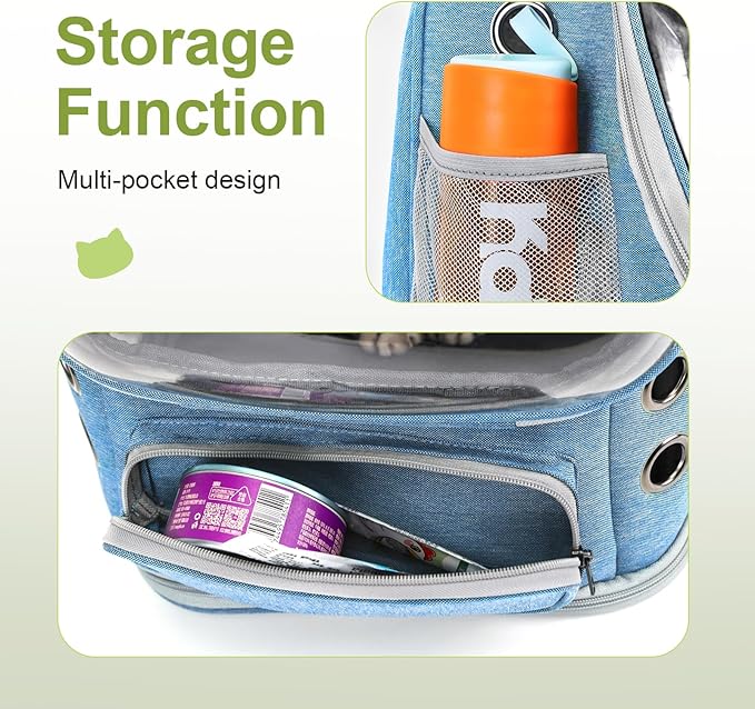 Expandable Cat Backpack,Cat Bubble Backpack Carrier for Carrying Cats, Pets and Small Dogs,Airline-Approved,Designed for Travel, Hiking, Walking,Car （Blue-PawvioPets