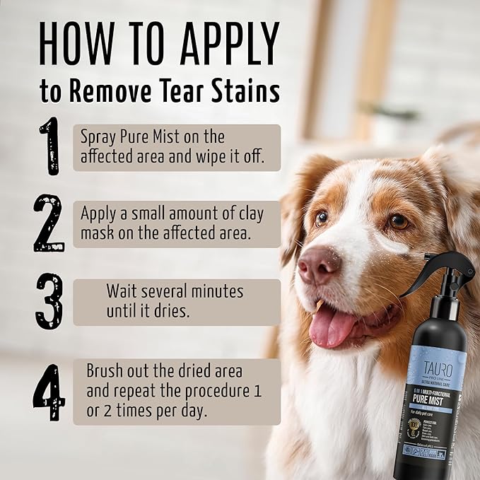 Clear Eyes Solution Set 6in1 Multi-Functional Pure Mist and Stainless Look Clay Mask - Tear Stain Remover, Eye Cleaner - Eye Care Ear Care Grooming Treatment for All Dogs and Cats Eyes-PawvioPets