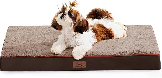 Bedsure Dog Bed for Small Dogs - Orthopedic Flat Puppy Beds with Removable Washable Cover, Egg Crate Foam Pet Mat, Suitable for Pet Up to 20 lbs-PawvioPets