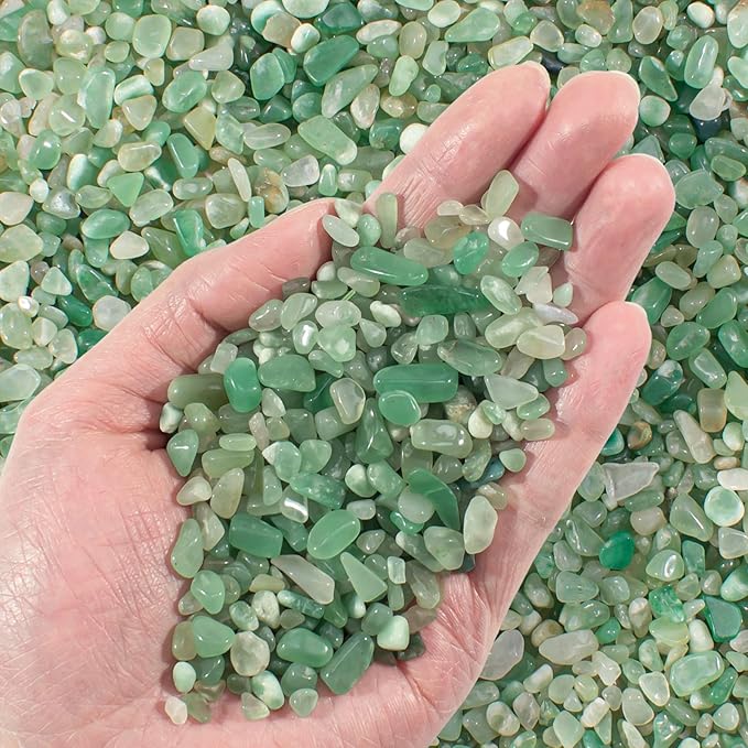 Crystal Chips Bulk Green Aventurine Crushed Quartz Stones Pebbles, 5-7mm Polished Tumbled Healing Crystal Chips Crushed Rocks Jade Pebbles for Aquarium, Garden and Home - 3 Lbs-PawvioPets